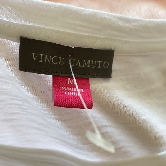 Vince Camuto Vintage Band White Flutter Sleeve Short Sleeve Top Medium - Picture 2 of 9